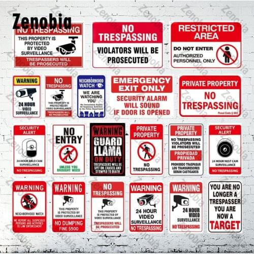 Retro Warning Metal Sign Tin Sign Vintage No Trespassing Do Not Enter Warning Plate Wall Stickers Plaque for Wall Art Decoration