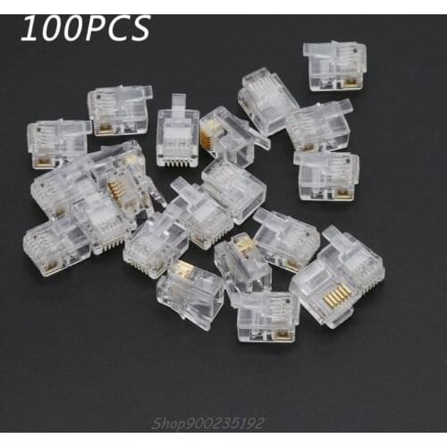 100pcs RJ12 6P6C Modular Cable Head Telephone Connectors Crystal Plugs Jy29 20 Dropship