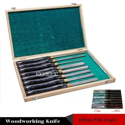 Eight- piece Set Woodworking Knife Turning Tool HSS Woodworking Bed Knife Chisel Sets of Turning Tools 420mm
