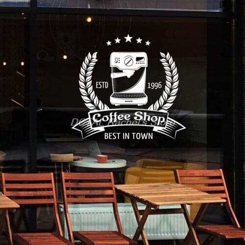 Coffee Shop Sticker Bean Decal Cafe Cup Vinyl Art Wall Decals Decor Mural Decoration Break Coffee Glass Decals