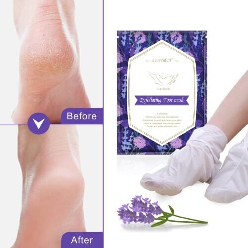 Natural Lavender Exfoliating Foot mask 1bag 2pcs mask for peel away hard skin and repair soften cracked heels & moisturizing