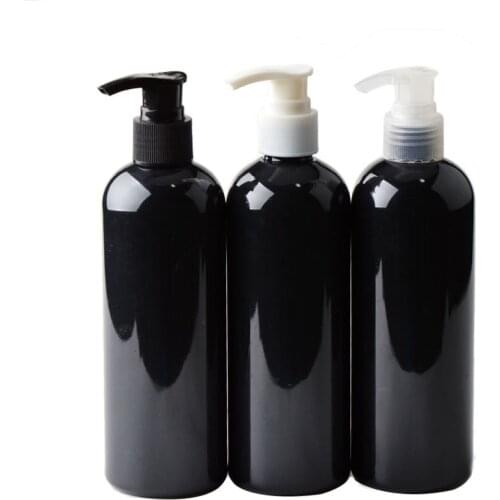 New!! 300ml Empty Black Plastic Bottles With Screw Lotion Pump Washing Shampoo Dispenser PET Containers 10 oz Liquid Soap 20pcs