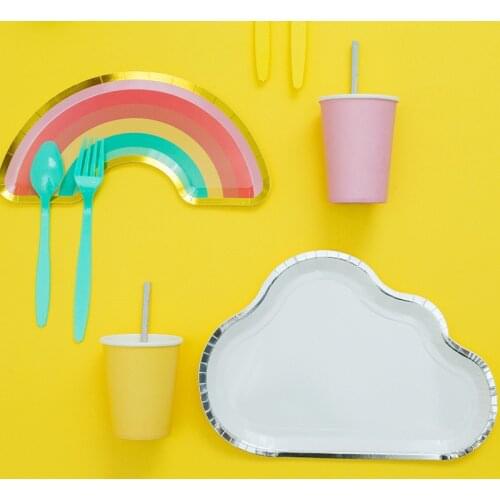 Cartoon Theme Party Disposable Tableware Cloud Rainbow Shape Paper Plates for Birthday Wedding Party Decor Supplies