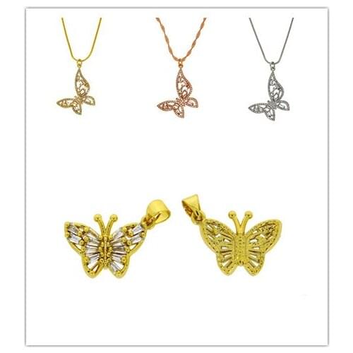 2pcs Luxury Butterfly Delicate Pendent Necklace Daily Wear Fashion Item Women Daily Jewelry Inlaid CZ Stone Brilliant Gifts