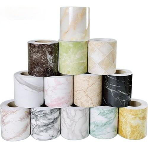 Practical Waterproof Mount Waistline Living Room Paper Marble Edge Applique Wallpaper