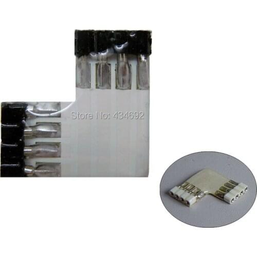 Black/White LED RGB Strip connector RGB 4 Pin female L connector For 5050 RGB Led Strip L connector Free Shipping