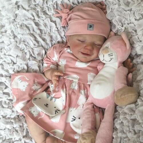 Cute Reborn Baby Doll Realistic Saskia Newborn Babe Doll Soft Full Vinyl Silicone Body Birthday Christmas Gifts 47*20*14cm