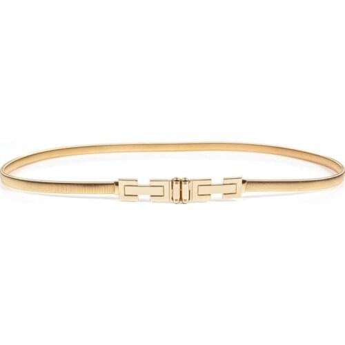 Gold Shape Elastic belts For Women Girl Stretch Skinny Waist Belt Cummerbunds Metal Female Belt cinturon mujer cinto BL401