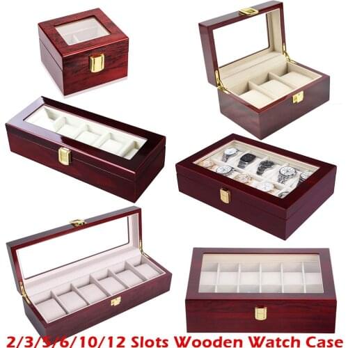 Luxury Wooden Watch Box 2/3/5/6/10 Grids Watches Holder Box For Men Women Glass Top Jewelry Organizer Watch Gift Display Boxes