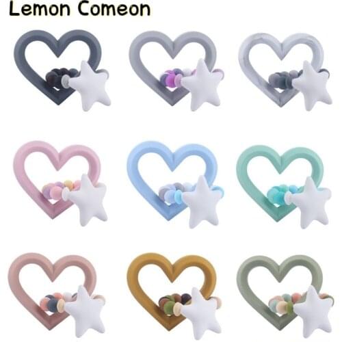 Baby Fruit Heart Style Silicone Teether Ring Soft Rattle Toy Newborn Chew Food Grade Nursing Bracelet Infant Training Bed Toy