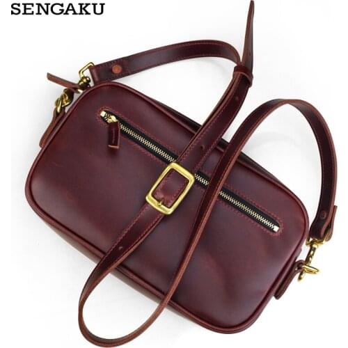 Genuine Leather Mens Sling Bag Handmade Crossbody Messenger Bag For Male Square Sport Shoulder Bags Short Trip