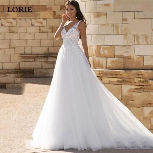 LORIE A-line Wedding Dresses Lace Appliques Boho Wedding Dress Backless Bridal Gowns 2021 Weeding Gowns vestidos de novia 2020