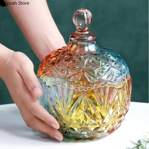 Stained Glass Sugar Bowl European-style Storage Jar Dried Fruit Jar Candy Jar Decoration Creative Kitchen Storage Supplies