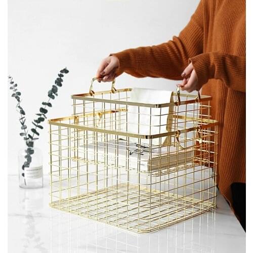 Iron Landry Storage Basket Metal Magazine Newspapers Bottle Holder Bathroom Organizer Tools Home