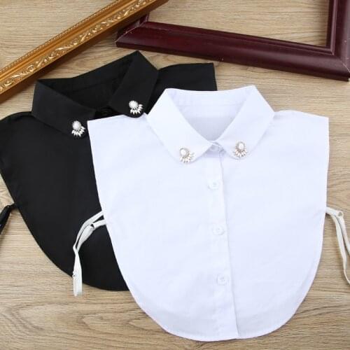 2020 Solid Color Shirt Fake Collars for Women Cotton Detachable Collar Lapel Blouse Top Dress False Collar Neckwear Faux Col