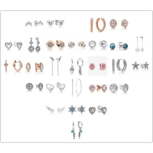 925 Sterling Silver pandora Earring Bedazzling Butterflies Stud Earrings For Women Wedding Gift Jewelry