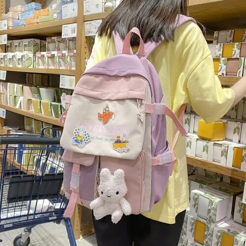 2021 Women Large Capacity Travel Backpack Female Multi-pocket College Waterproof School Bags Transparent Pocket Laptop Backpacks