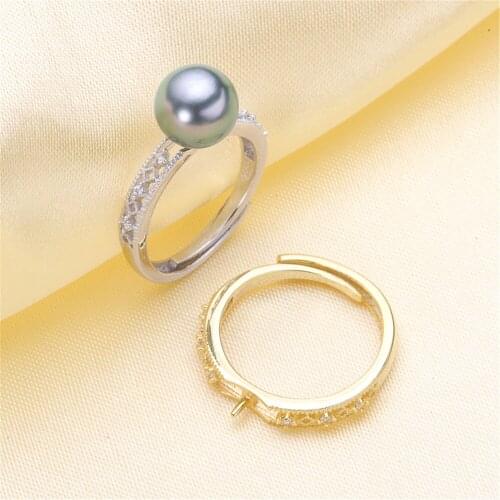 Wholesale Classic 925 Silver Ring Accessories Settings Adjustable Blank Pearl Ring Setting Base For Women Diy Jewelry Making
