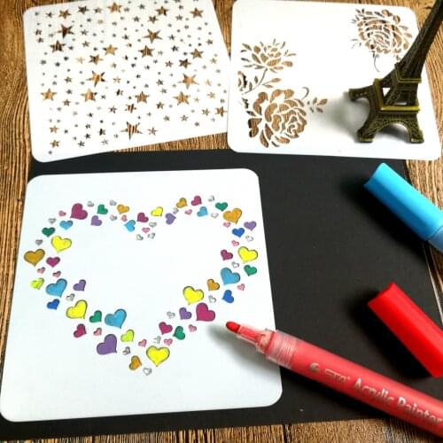 1pc w15 Heart PP Lovely Painting Mold Kids Student Supply Creative Cute Xmas Kids Multi Ruler