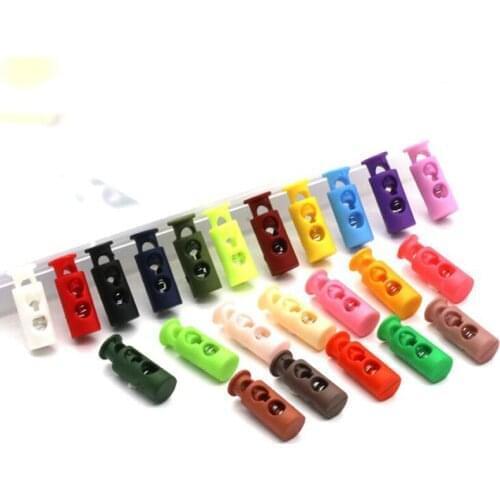 100pcs/pack Mixed Colorful 6mm Hole Plastic Stopper Cord Lock Bean Toggle Clip Apparel Shoelace Sportswear Accessorie
