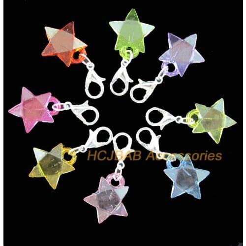 16 New Star With Clasps Charms Silver Plated Acrylic Beads Mixed