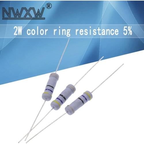 20pcs 2W filme De Metal resistor 5% 1R ~ 1M 2.2R 4.7R 10R 22R 47R 100R 220R 470R 10 1K K 100K 2.2 4.7 22 47 100 220 330 470 ohm