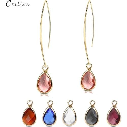 2021 Fashion Elegant Gold Color Crystal Stone Teardrop Earring Long Water Drop Dangle Earring For Women Wedding Jewelry Gifts