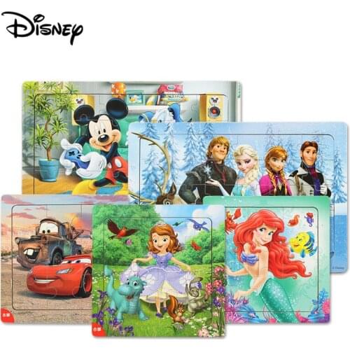 Disney 3 piece / 1 set of puzzle 9PCS and 16PCS and 30PCS random pattern combination wooden box puzzle with drawings puzzle