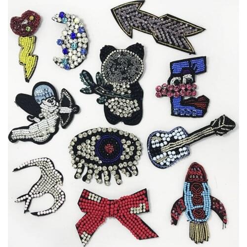 3D Sequins shield chain badges Applique Handmade nail bead cloth sticker FOR Shoe decoration DIY Brooch bag