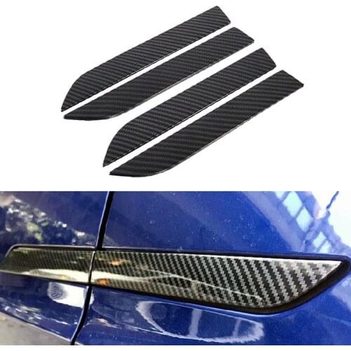 4 Pcs Car Outer Door Pull Doorknob Handle Panel Molding Real Carbon Fiber Cover Kit Trim Parts For Tesla Model X 2014-2020