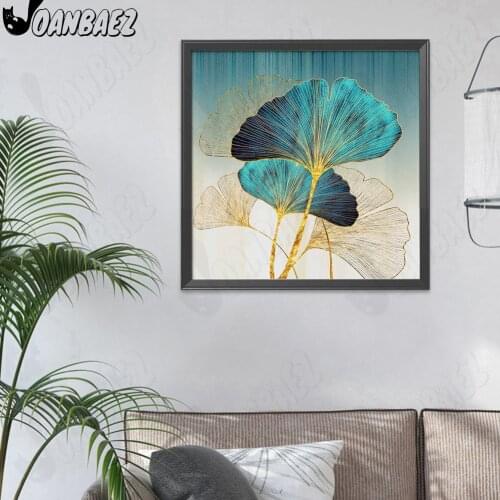 Diamond Painting Ginkgo Leaf 5D Diy Simple Plant Wall Art Sticker Diamond Embroidery Room Home Decoration Gift