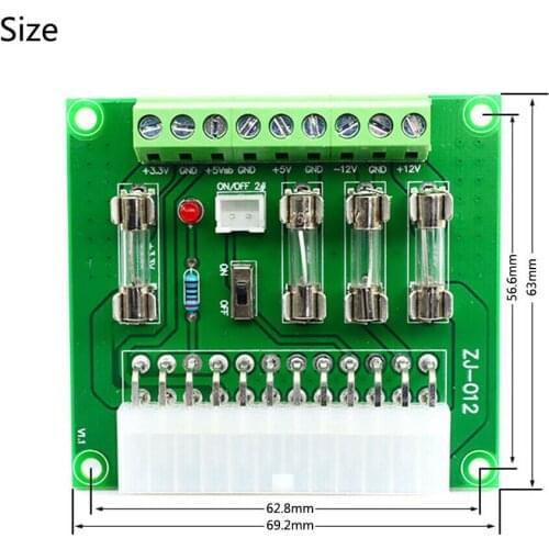24/20pin 1Pc ATX Computer PC Power Supply Breakout Board Adapter Extension Module Switch Control electric power extraction