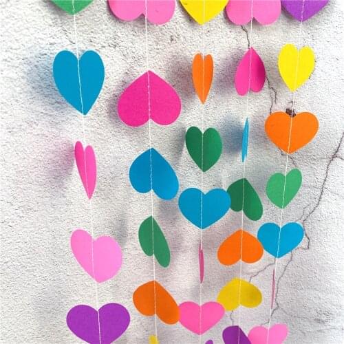 4 Meter Heart paper Garlands Love shape Flag Party garland Decoration Banner Bunting for Birthday Wedding party event home decor