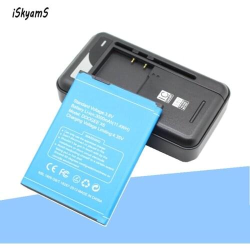 ISkyamS 1x 3000mAh High Quality Li-ion Replacement Battery +Universal Charger for Doogee X6 X6 Pro Batterie Batterij Bateria
