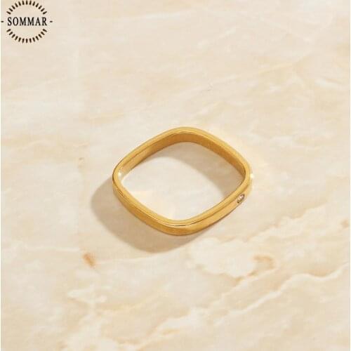 SOMMAR gifts Gold Vermeil size 6 7 8 engagement ring Fashion Personality, Square prices in euros bijoux women