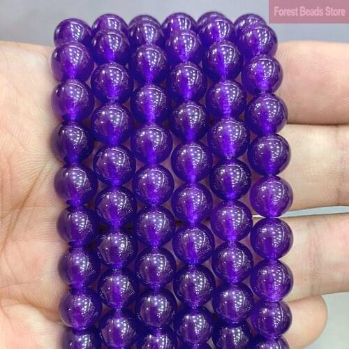 Smooth Natural Stone AAA Purple Jasper Jades Round Beads DIY Bracelet Necklace for Jewelry Making 15" Strand 4 6 8 10 12 14MM
