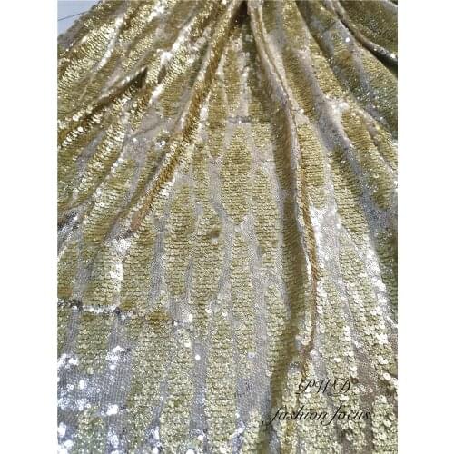 Gold lace embroidery mesh lace for bridal couture lace sequins lace material fabric for party dress/evening dress