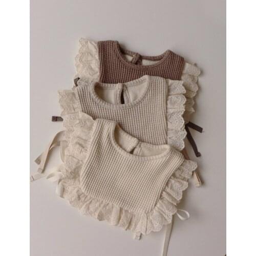 Korean Style Baby Girls Lace Princess Bibs New Winter Toddlers Kids Clothes Accessiories Solid Color Infants Thicken Vest