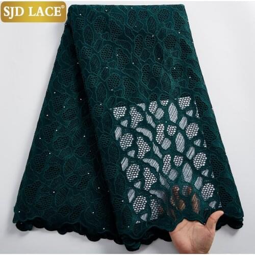 SJD LACE Green Bridal Material Guipure Cord Laces High Quality Soft Water Soluble African Lace Fabric For Wedding Robe Sew A2420