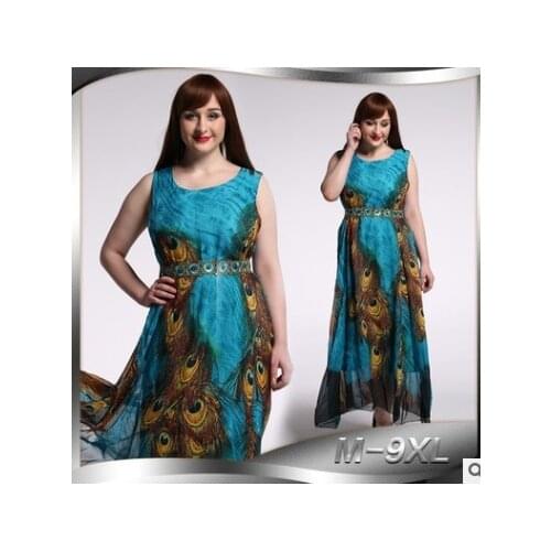 2021 Summer Bohemian Sundress Elegant Printed Sarafans Women Sleeveless Long Maxi Vestidos Dresses Robe Femme M-9XL