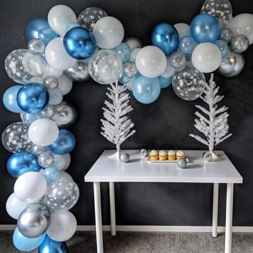 Metallic Silver Macaron Blue Balloon Garland Arch Wedding Birthday Balloons Decoration Party Balloons For Kids Baby Shower
