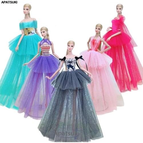 5pcs/lot Fashion Clothes For Barbie Doll Dress Costume Multi-layer Party Gown Outfits For 1/6 BJD Dolls Accessories Kids Toys