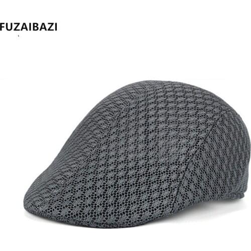 FUZAIBAZI Fashion Trend SummerMen Leisure Berets Adjustable Size Snapback Painter Artist Retro Berets Mesh Breathable Casquette