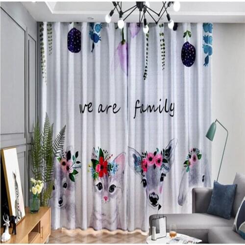 Cartoon curtains printing custom childrens room curtains childrens bedroom bay window study windshield blackout curtains