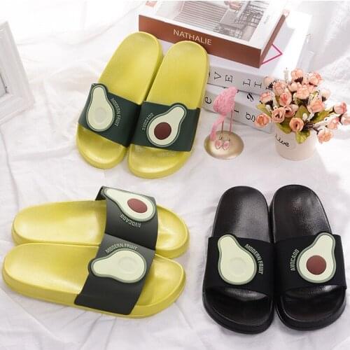 Men Summer Sandals Avocado Fruit Cartoon Print Slipper Male Plus Size Slides Men Bathroom Wearing Casual Outdoor Mens Shoes
