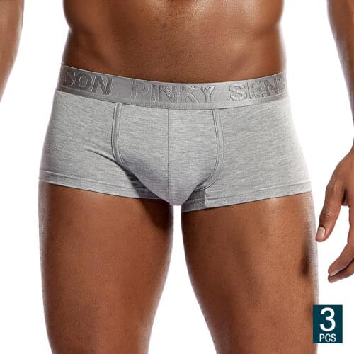 3Pcs / Lot Men 's Modal Shorts Solid Color Breathable Male Boxer Plus U Convex Pouch Pants Comfortable Undergarments