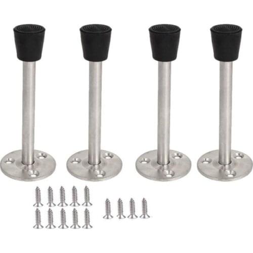 Door Stopper Long Stainless Steel Wall Floor Mounted Floor Door Stop with Rubber tip 120mm/4.7 Inch Length-Pack of 4