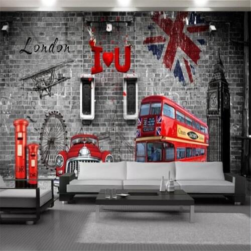 3d Wallcovering Wallpaper Retro Car Bell Tower Mural Home Improvement Living Room Bedroom Classic Wallpapers Wall Papers