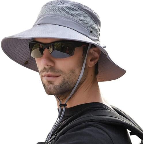 Summer Outdoor Fishing Climbing UV Sun Protection Wide Brim Sport Hat Bucket Cap