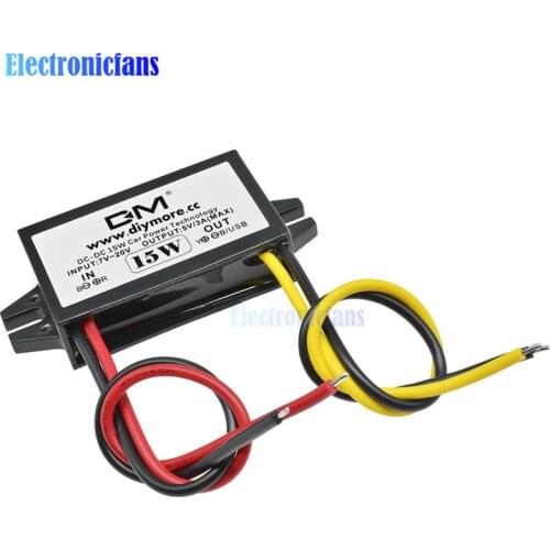 12V to 5V 3A 15W DC-DC Buck Converter Step Down Module Car Monitor Power Supply Car Power Converter Regulator Adapter For Car